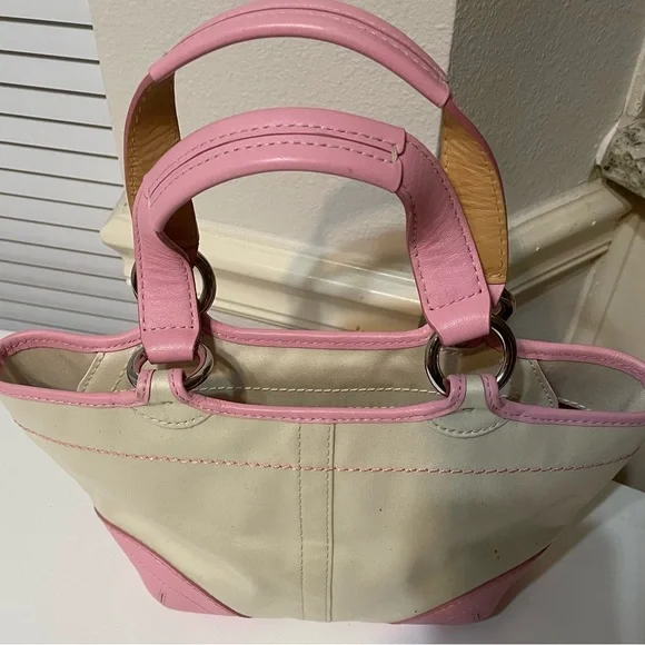Pink and Cream Women's Handbag - Picture 2 of 13